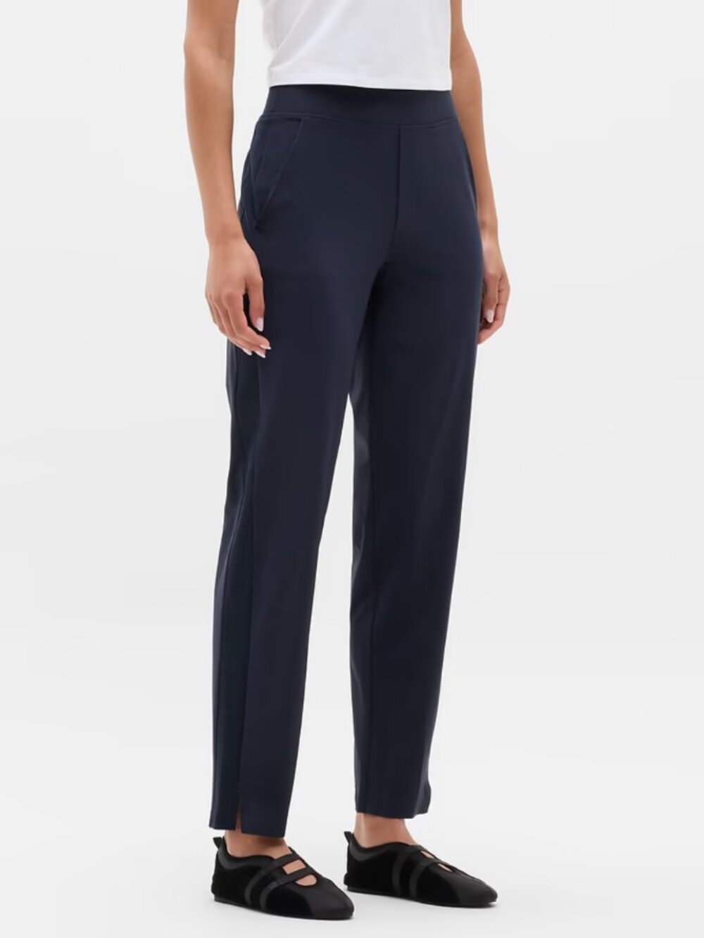 Athleta Brooklyn Mid Rise Straight Leg Lightweight Ankle Pant Navy Blue, size 8